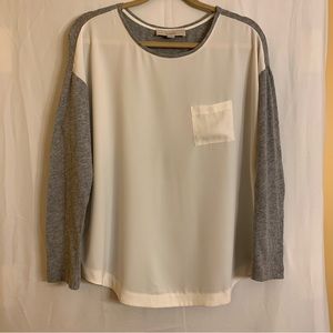 Loft Maternity cream and gray sweater/blouse size medium